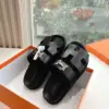 Hermès Women Black Leather Sandals — H-Strap Slides product view 5