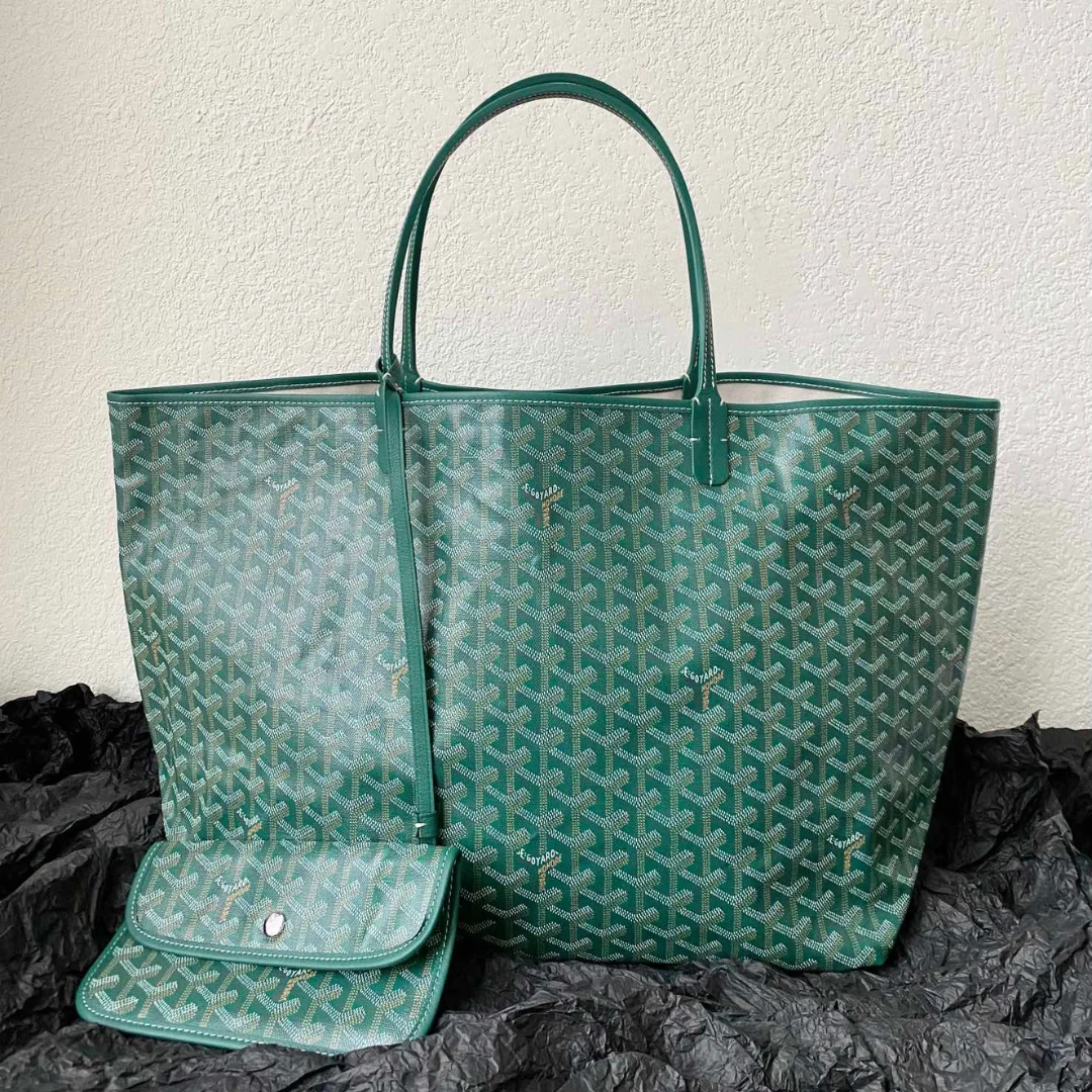 Goyard Green Goyardine Canvas & Chevroches Calfskin Saint Louis PM Tote product view 1