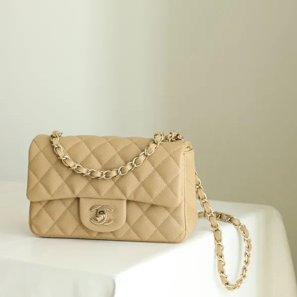 Chanel Classic Handbag Flap Mini Woman’s Beige 20 cm product photo