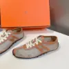 Hermès Women Beige Mesh And Tan Leather Sneakers product view 4