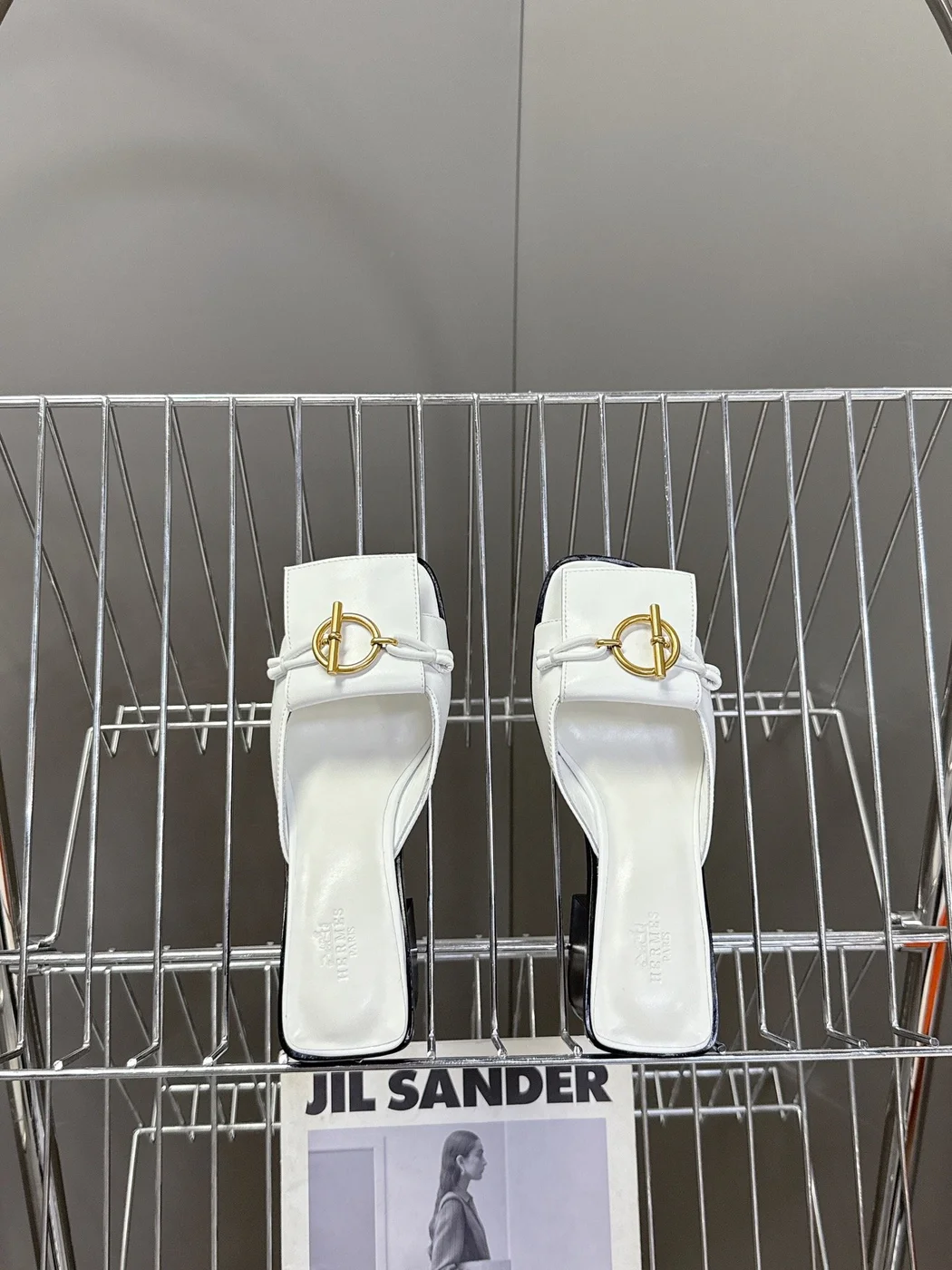 Hermès Women White Leather Heels product view 2
