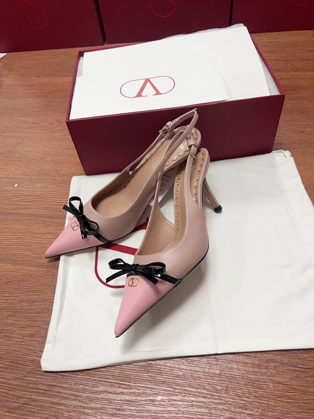 Valentino Women Pink Leather Pointed Toe Pumps product view 5