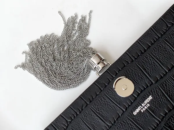 Saint Laurent Black Leather Small Kate Tassel Crossbody Bag Silver product view 5