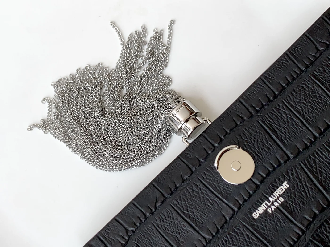 Saint Laurent Black Leather Small Kate Tassel Crossbody Bag Silver product view 5