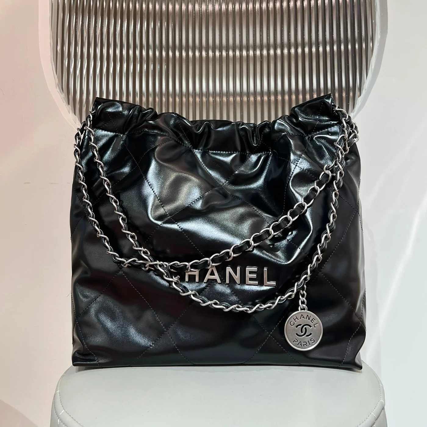 Chanel 22 Small Black Silver Hardware Bag product view 1