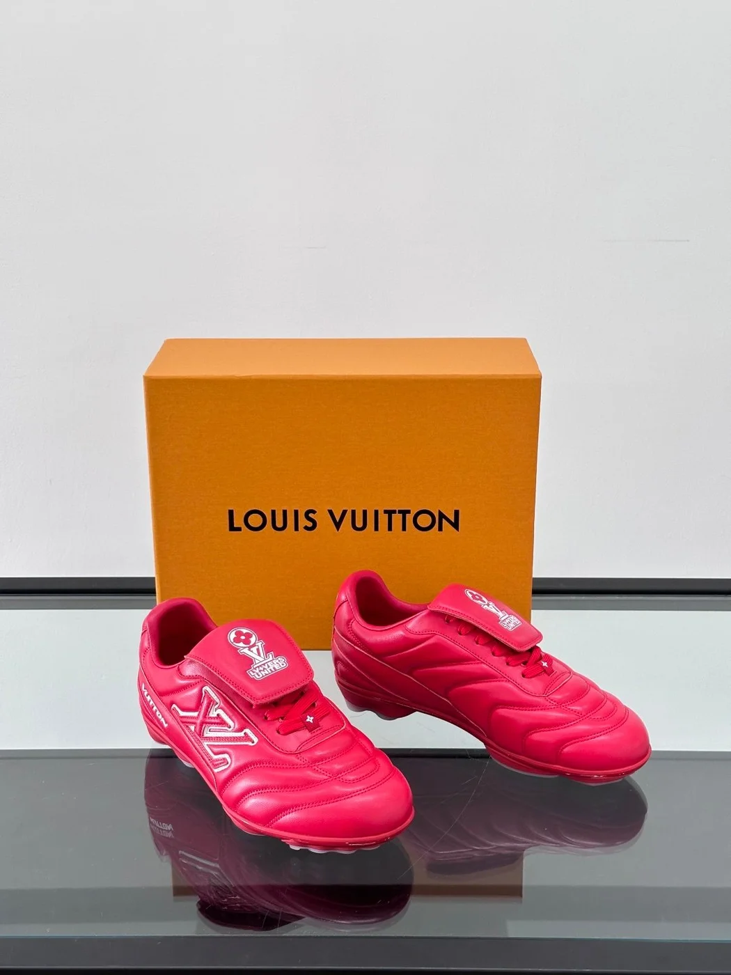 Louis Vuitton Men Red Leather Sneakers product view 5