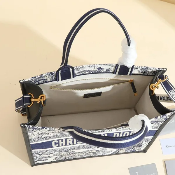 Dior Medium Book Tote — Blue and White Scenic Pattern product view 5