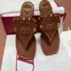Valentino Women Brown Leather Studded Sandals product view 2