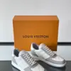 Louis Vuitton Men White And Gray Leather Sneakers product view 5