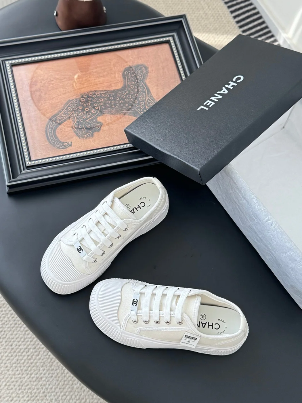 Chanel Women White Canvas Sneakers product view 6