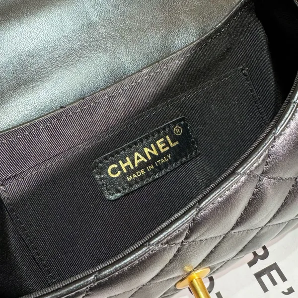 Chanel 24C Top Handle Flap Bag in Black Lambskin product view 7