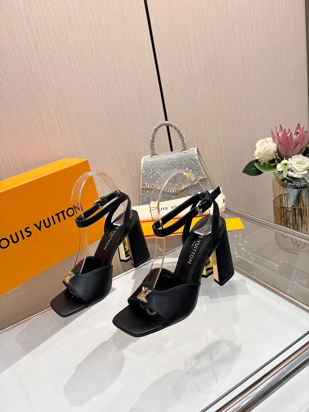 Louis Vuitton Women Black Platform Ankle-Strap Sandals product view 5