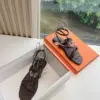 Hermès Women Dark Brown Leather Strappy Sandals product view 4