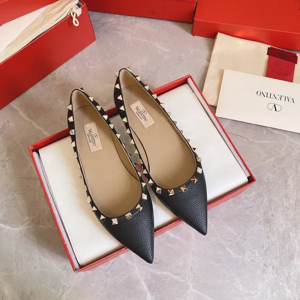 Valentino Women Black Studded T-Strap Flats with Pointed Toe product view 2
