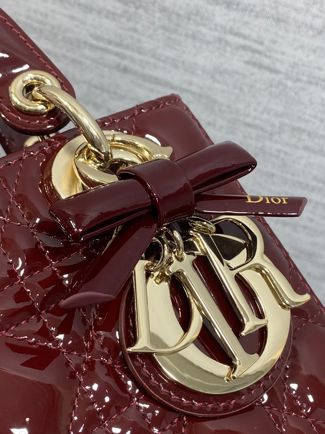 Dior Lady Dior Burgundy Gold Hardware Bag product view 3