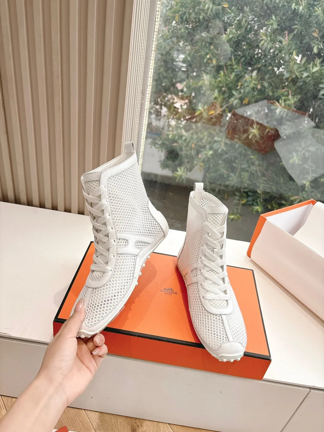 Hermès Women White Sneakers — High-Top Style product view 6