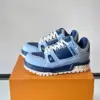Louis Vuitton Men Light Blue Leather Sneakers product view 3