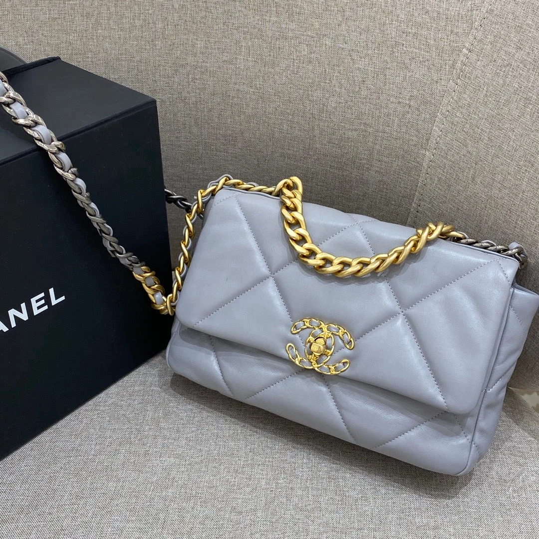 Chanel 19 Bag Small Light Grey product view 3