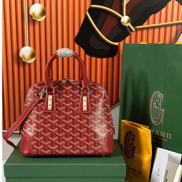 Goyard Alma Vedome Red Handbag With Fabric Wrapped Leather Strap 24 cm product photo