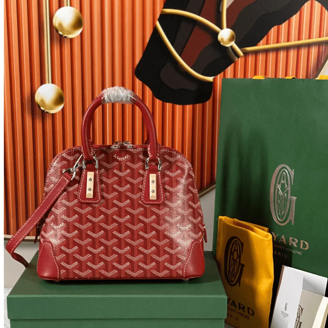 Goyard Alma Vedome Red Handbag With Fabric Wrapped Leather Strap 24 cm product view 1