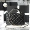 Chanel Woc Handbags Lock Silver Mix Handle Leather 19x12cm product view 3