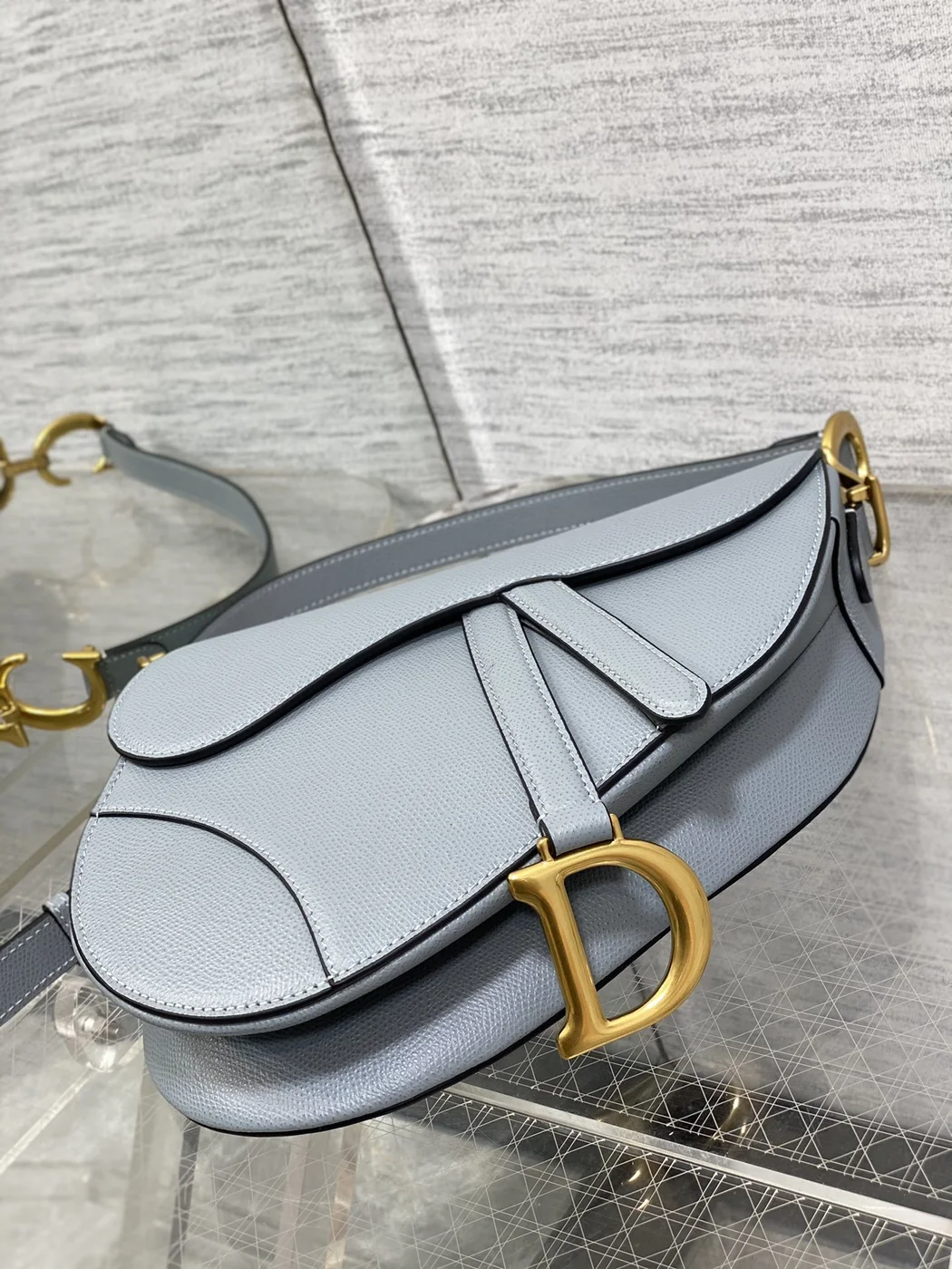 Dior Saddle Bag in Deep Grey-Blue Gold Hardware product view 6