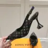 Louis Vuitton Women Black Patterned Leather Heels — Multicolor Pattern product view 6