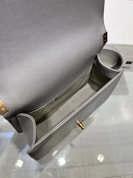 Chanel Boy Bag Medium 25 Grey Caviar Gold Hardware product view 3