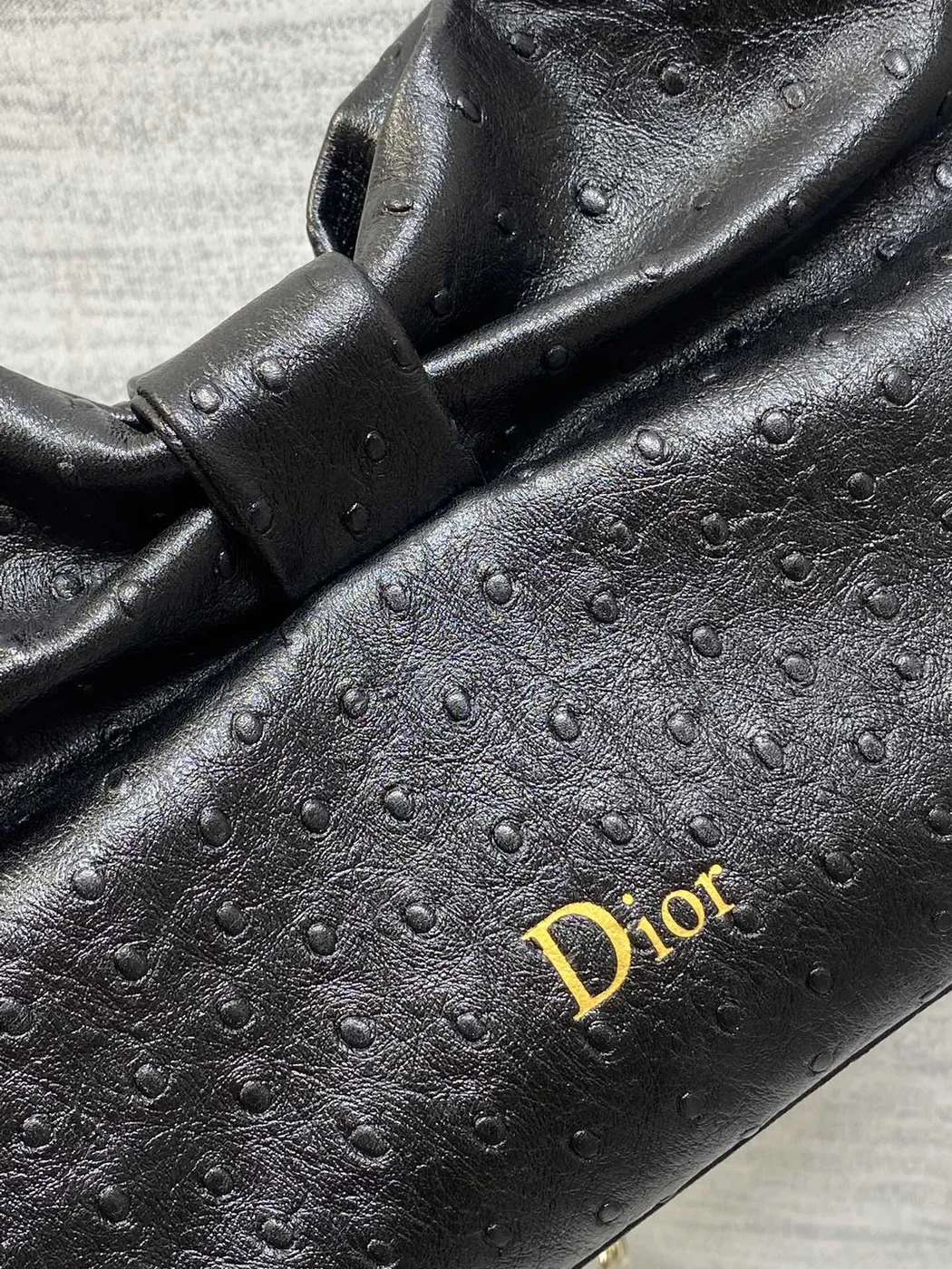 Dior Bow Bag Small Black Ostrich Leather product view 2
