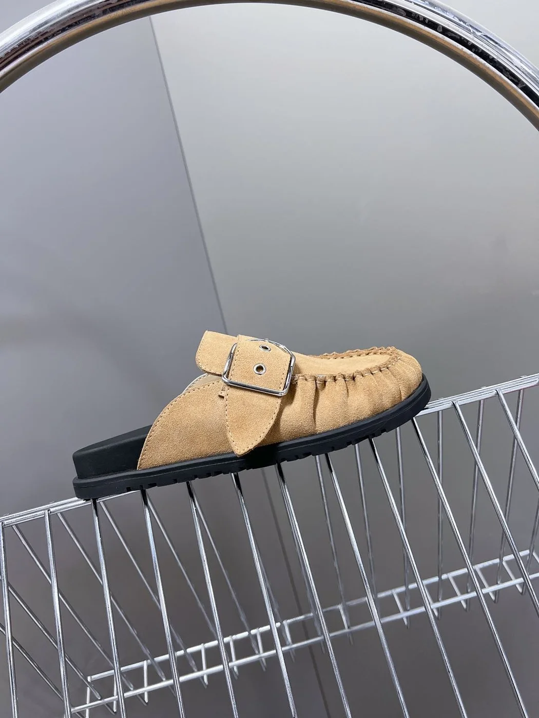 Hermès Women Suede Buckle Mules — Tan Brown product view 2