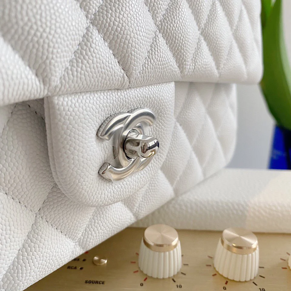 Chanel Classic Flap White with Silver Hardware – 25 cm product view 8