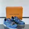 Louis Vuitton Men Navy Denim Sneakers product view 5
