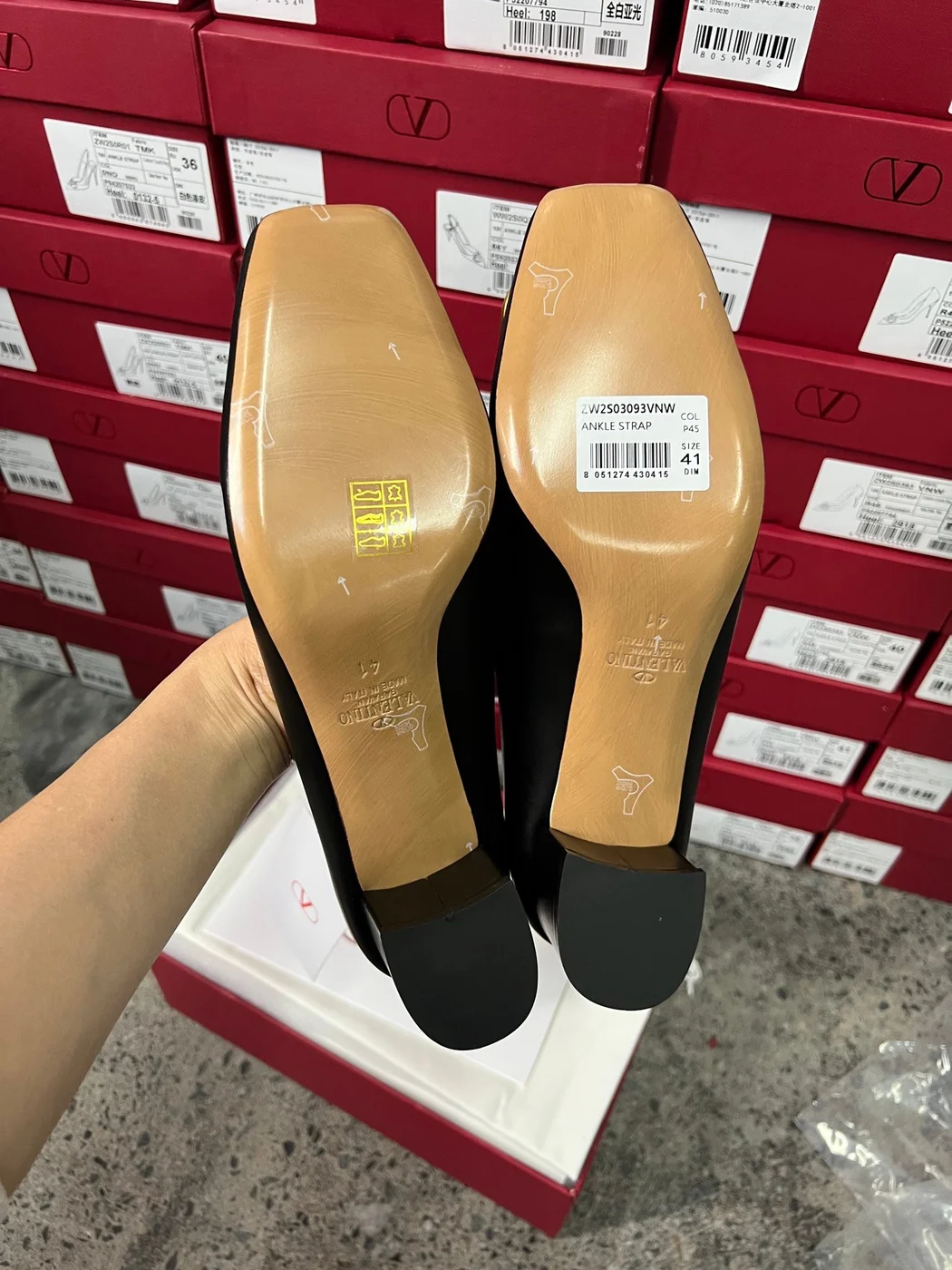 Valentino Women Black Mary Jane Heels with Gold-Tone VLogo Detail product view 6