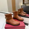 Valentino Women Brown Leather Ankle Boots — Low-Heel Chain-Cuff Style product view 1