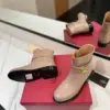 Valentino Women Beige Leather Ankle Boots product view 2