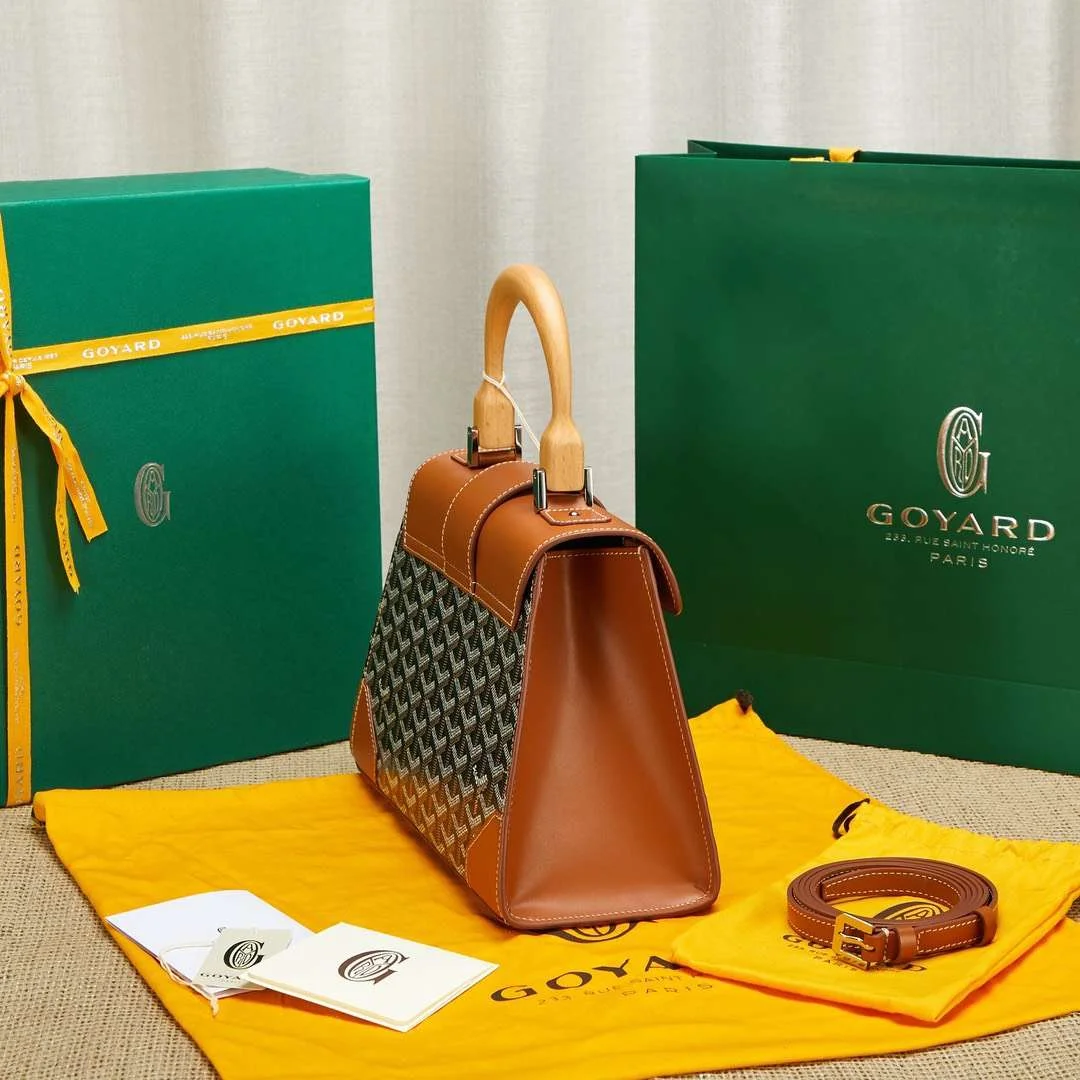 Goyard Saigon Brown Handbag With Wooden Handle 28 cm product view 6