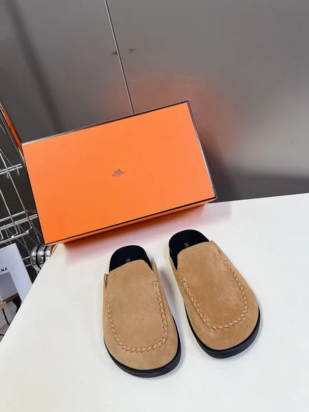 Hermès Women Tan Suede Slip On Mules product photo