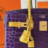 Hermès Birkin 30 Purple/Gold Crocodile Leather Gold Hardware – Custom Made Bag product view 2