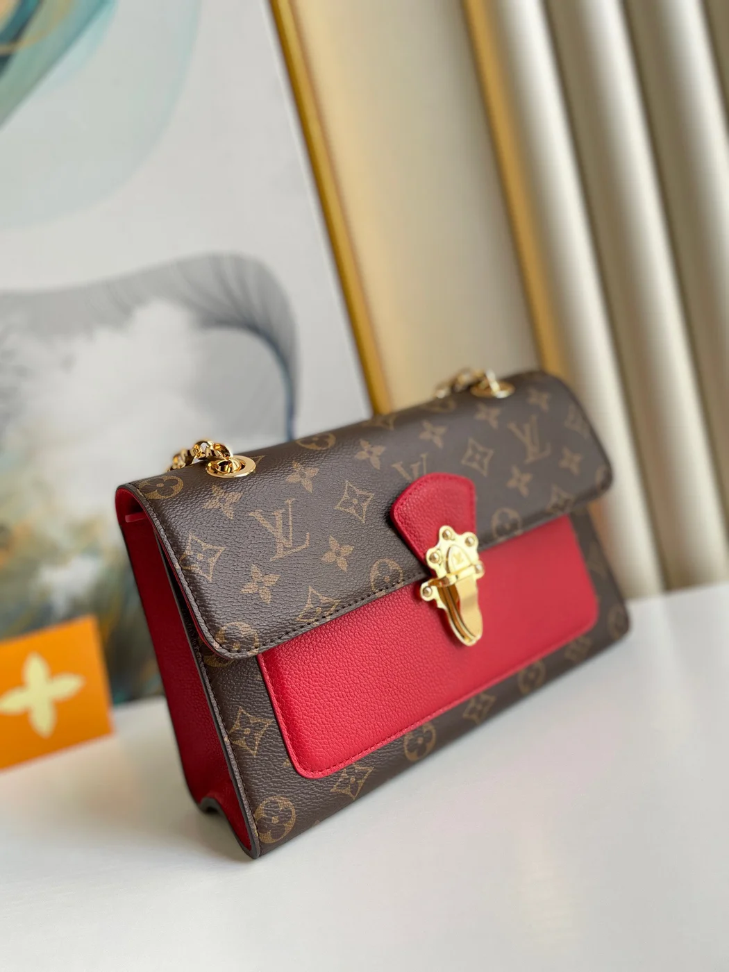 Louis Vuitton Victoire Monogram Pattern Handbags 27x20x10cm — Red Front Panel product view 9