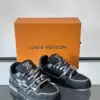 Louis Vuitton Men Black Fabric Leather Sneakers product view 3