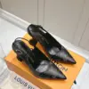 Louis Vuitton Women Black Patterned Leather Heels — Tonal Gray Pattern product view 2