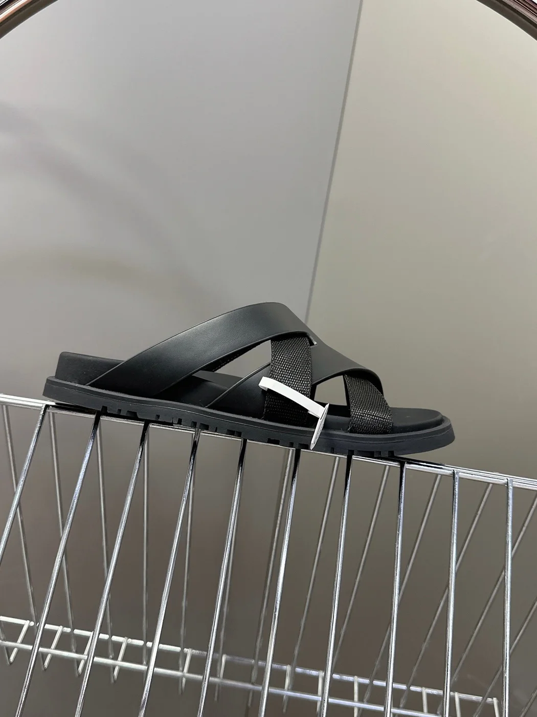 Hermès Women Black Leather And Fabric Sandals product view 6