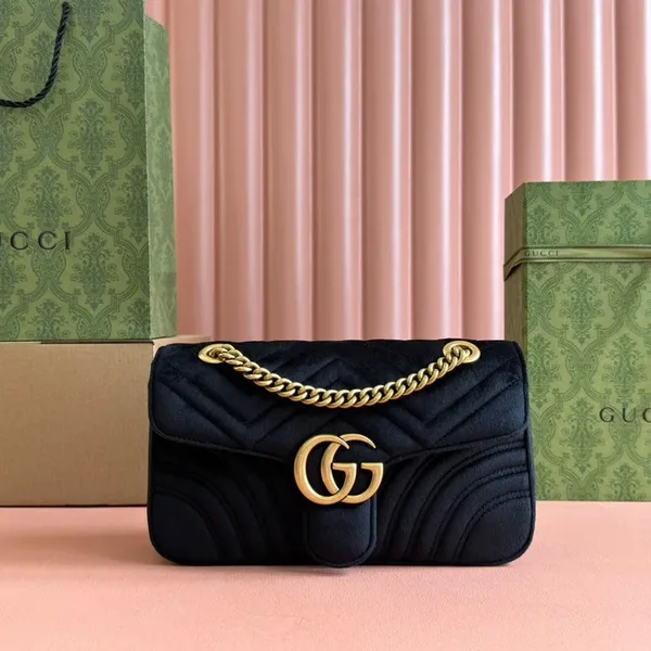 Gucci 26S GG Marmont Matelasse 26 In Black Velvet Bag product photo