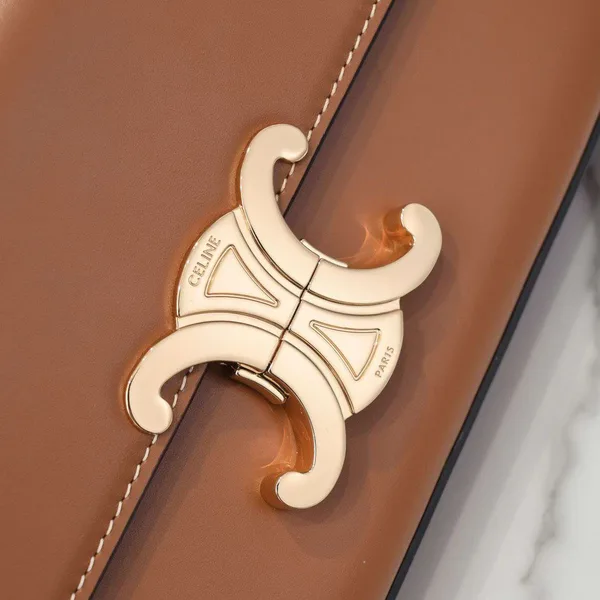 Celine Triomphe Brown Handbag Smooth Leather 20x12cm product view 2