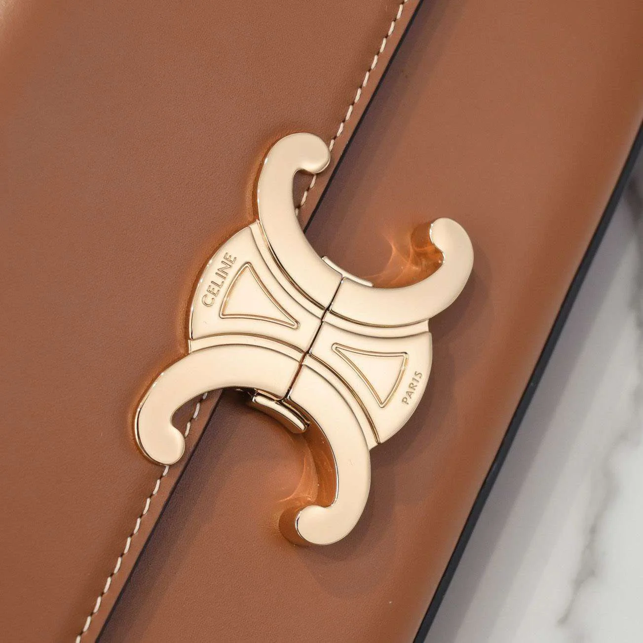 Celine Triomphe Brown Handbag Smooth Leather 20x12cm product view 2