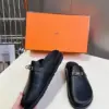 Hermès Women Black Leather Mules — Rounded Toe with Black Sole product view 3