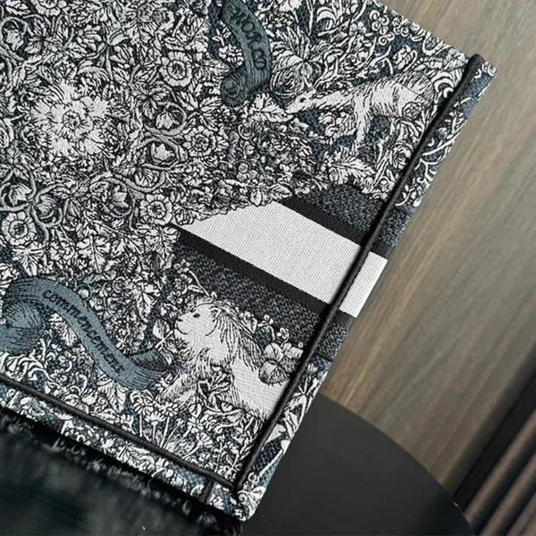 Dior Medium Book Tote — Around the World Pattern Dark Blue product view 5