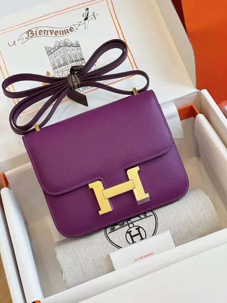 Hermès Constance Bag Epsom Gold Purple With Lock Gold Handbags 19 cm product photo
