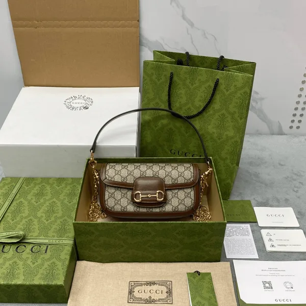 Gucci Horsebit Handbag with Brand Logo Pattern 23.5 cm product photo