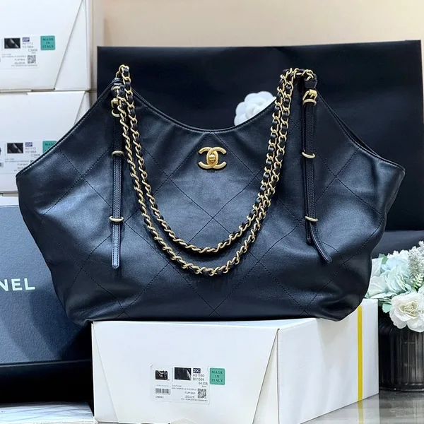Chanel Medium Maxi Shopping Bag 47 In Black Calfskin Gold-Tone Metal product photo